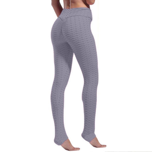 Ladies Honeycomb Pants Butt Lift Leggings Womens High Waisted Pants