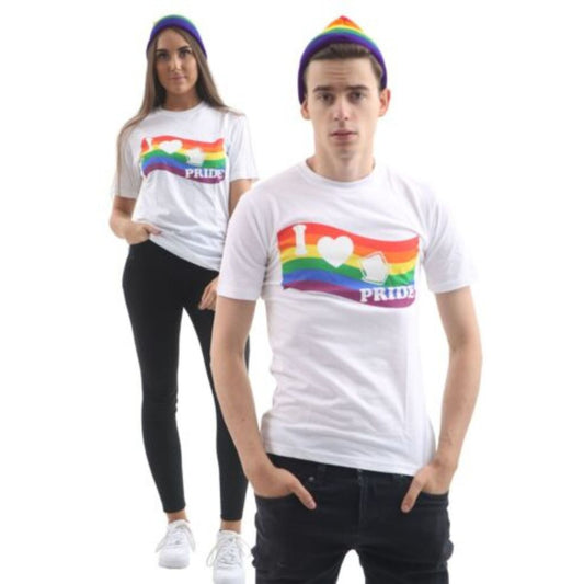 Unisex Rainbow Print Lesbian White Casual Top Summer Cotton T-Shirt