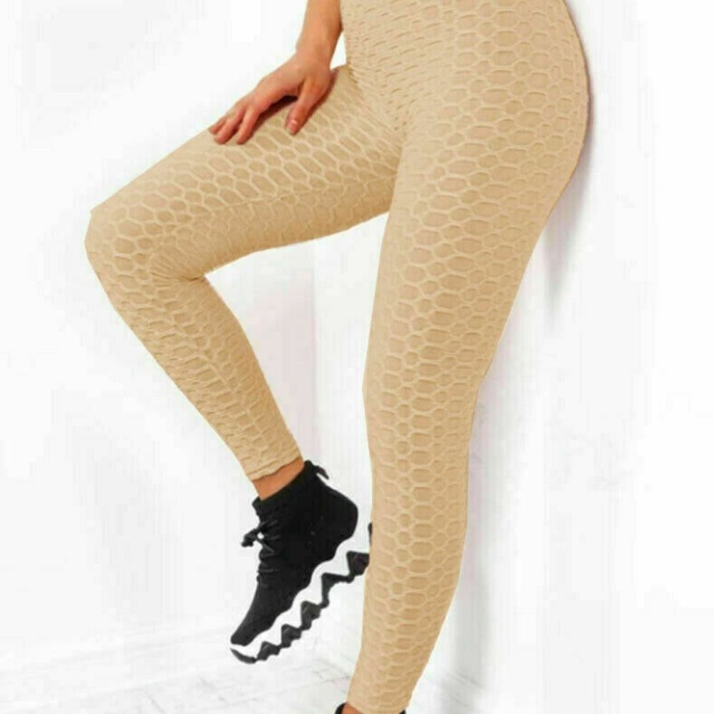 Ladies Honeycomb Pants Butt Lift Leggings Womens High Waisted Pants