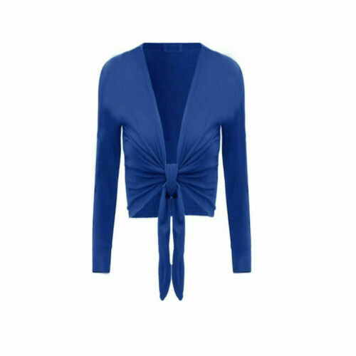 Ladies Front Tie Up Knitted Bolero Cardigan Crop Top Short Shrug