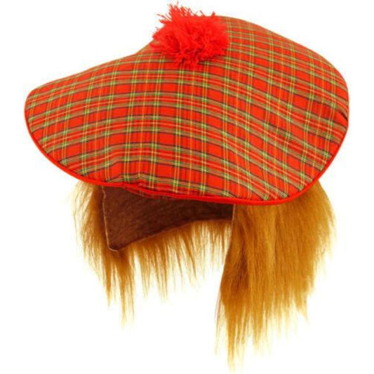 Adult Men's Tartan Scottish Hat With Hair Night Burns Tam-O-Shanter