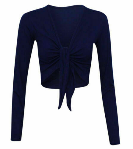 Ladies Front Tie Up Knitted Bolero Cardigan Crop Top Short Shrug