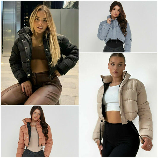 women cropped puffer jacket coat