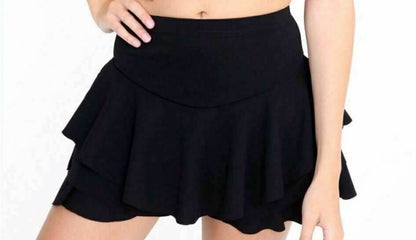 frilled mini skirt black