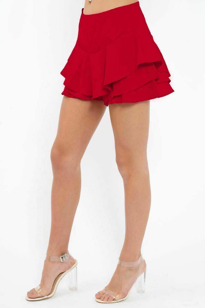 frilled mini skirt wine