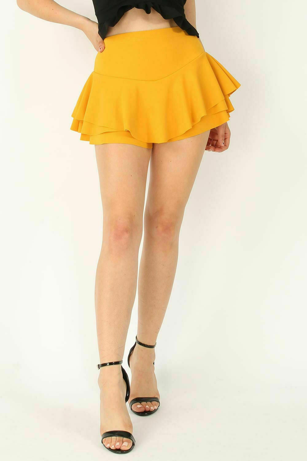 frilled mini skirt mustard