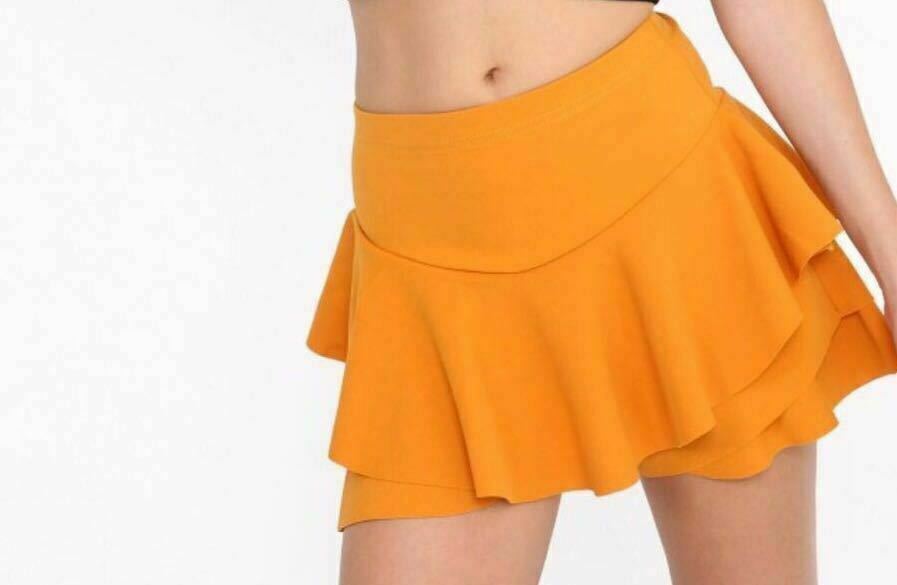 frilled mini skirt  mustard