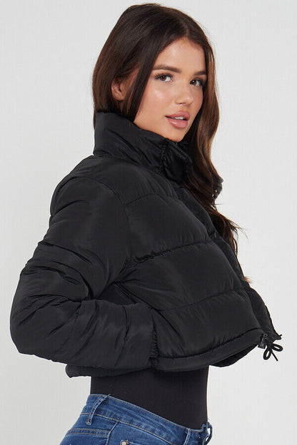 women cropped puffer jacket coat