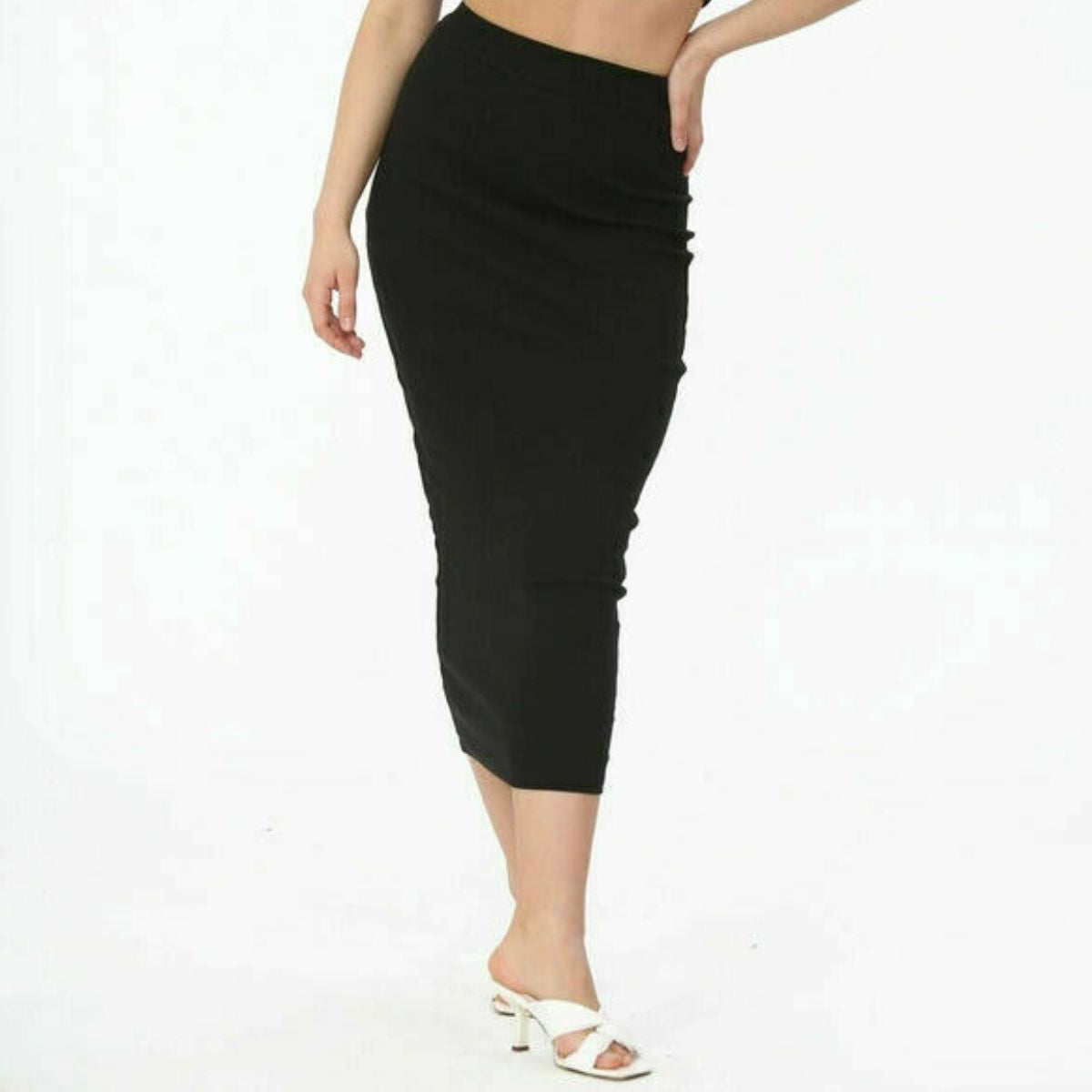 co-ord set midi skirt black