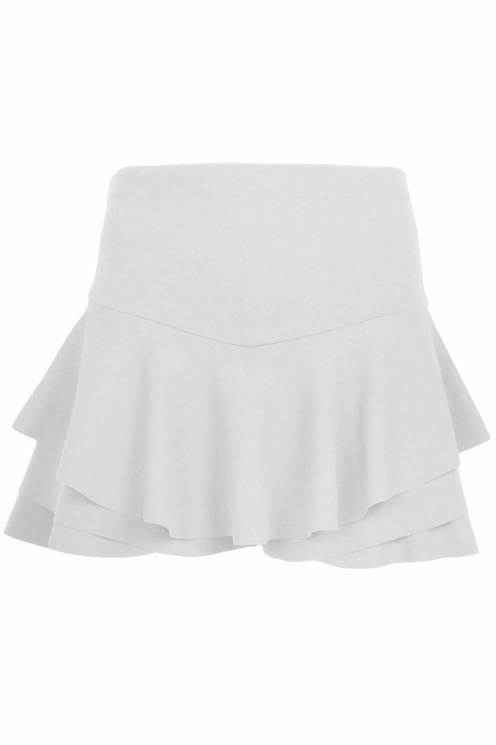 Ladies Plain Layered Ruffled Frill Skorts Womens High Waisted Skirt