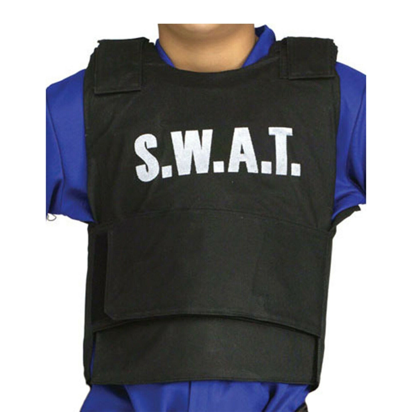 Boys Kids Police Swat Team Fake Bulletproof Vest & Cap Fancy Dress