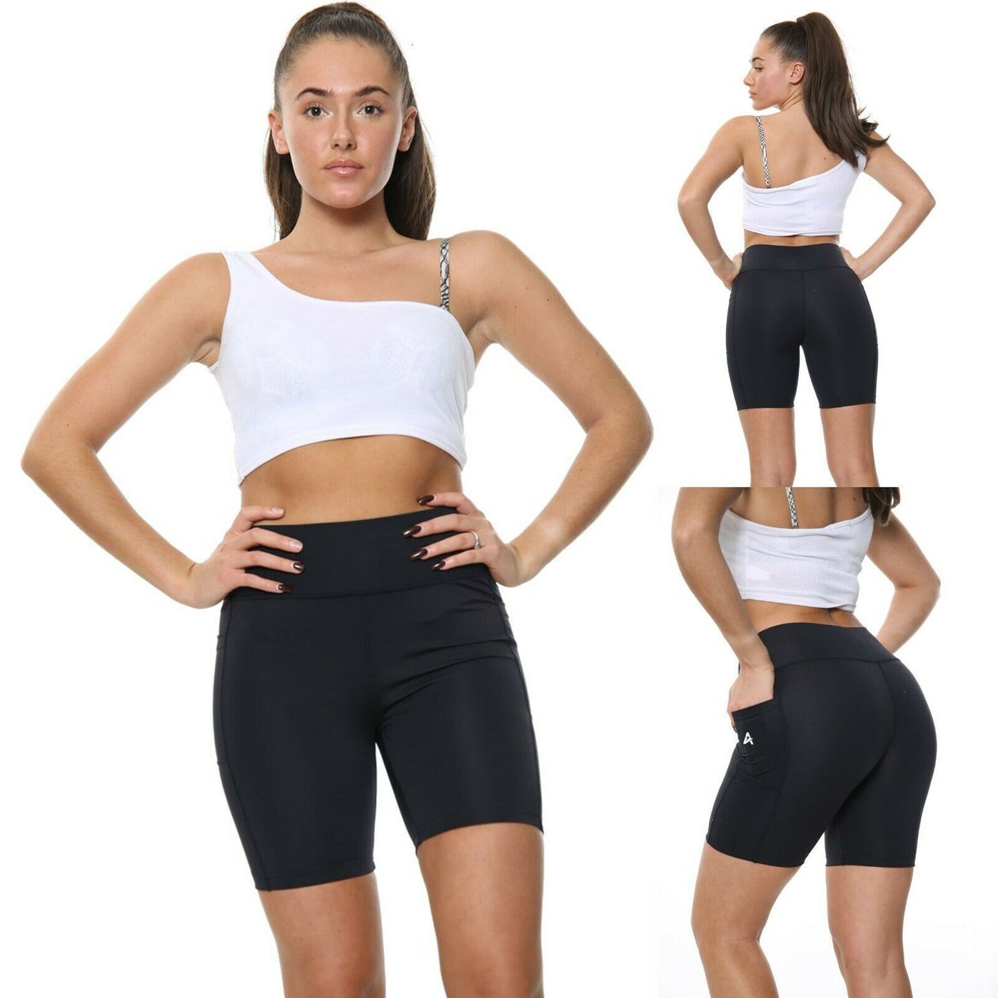 Ladies Gym Sports Summer Hot Pants Black High Waist Cycling Shorts