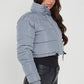 grey women cropped puffer jacket coat