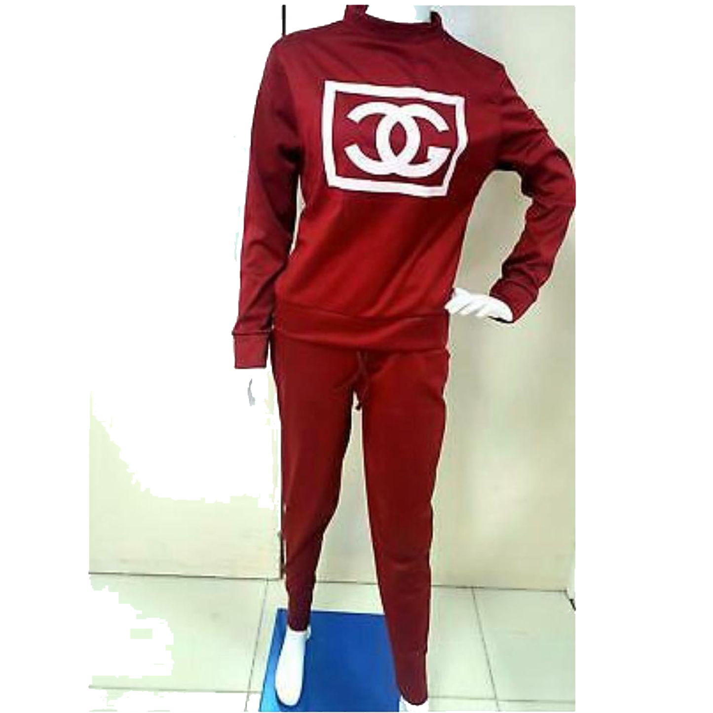 Women's CG Print Top Bottom Loungewear 2Pcs Casual Tracksuit Set