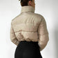 women cropped puffer jacket coat cream