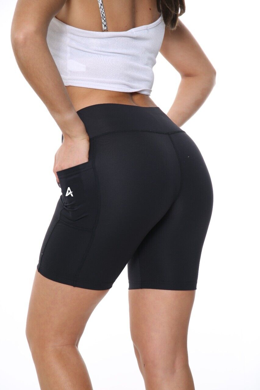 Ladies Gym Sports Summer Hot Pants Black High Waist Cycling Shorts