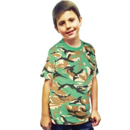 Children's Camouflage Army T-Shirt Kids Camo Short Sleeve Green Shirt