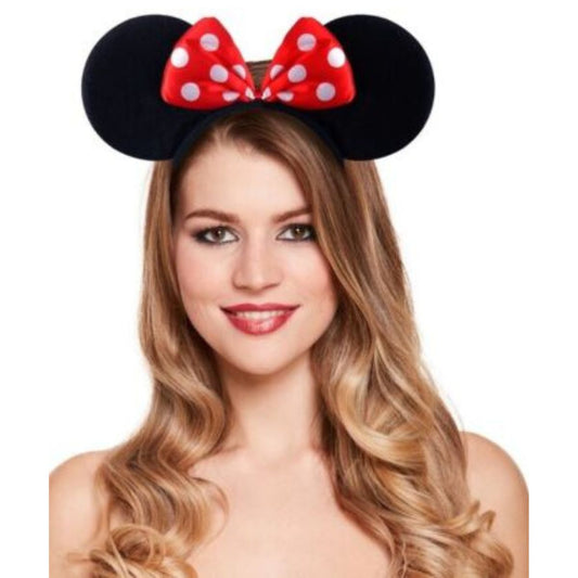 Adults Minnie Mouse Ears Disney Headband Red Black Bow Spotted Dress